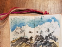 croquis aquarelle, carnet de voyage, la Grave, vue sur le glacier de la Meije