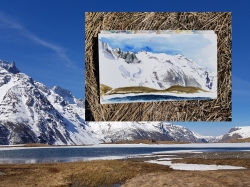 croquis aquarelle, carnet de voyage, la Grave, vue sur le glacier de la Meije